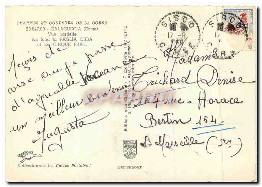 CPM Charmes et Couleurs de la Corse Calacussia (Corse) Vue partielle au fond la Pagilia arba et les  — Rückseite