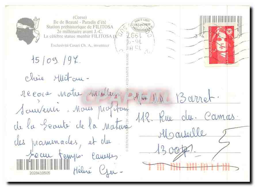 CPM Corse Ile de Beaute Paradis d'ete — Rückseite