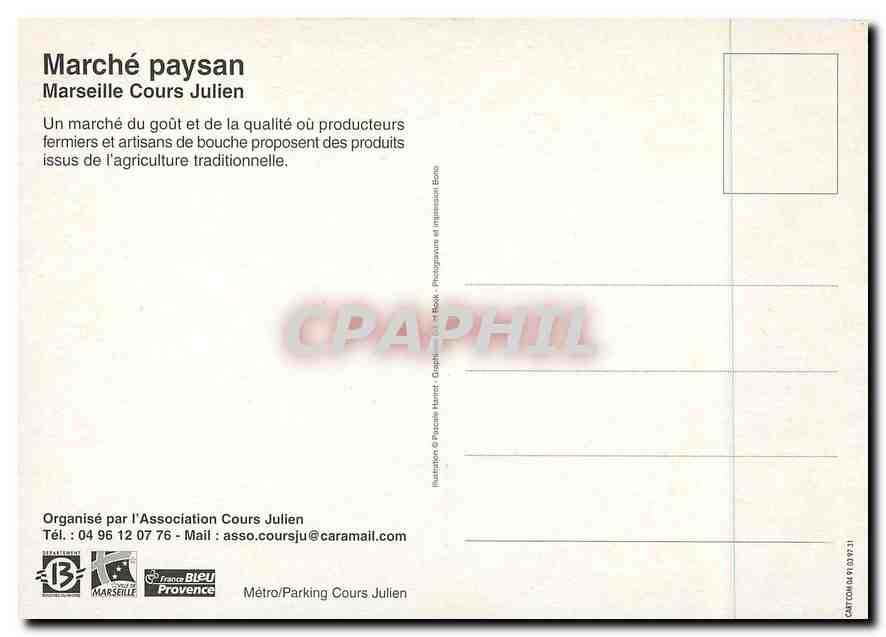 CPM Marche paysan Marseille cours Julien — Rückseite