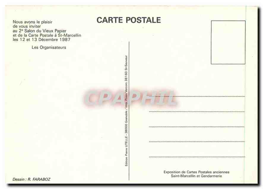 CPM Carte d'Invitation L'ancionne Halle 2 e Salon du Vieux Papier Saint Marcellin (Isere) — Rückseite