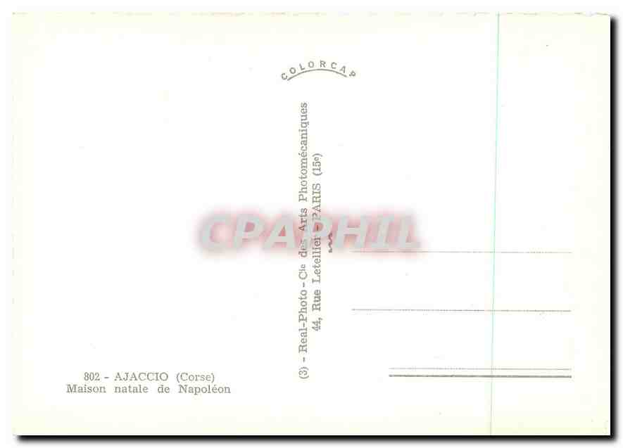 CPM Ajaccio (Corse) Maison natale de Napoleon — Rückseite
