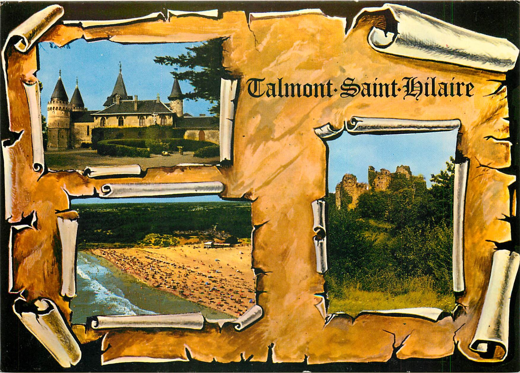 CPM Talmont (Vendee) Notre Dame de l'Esperance la plage du Veillon le chateau feodale