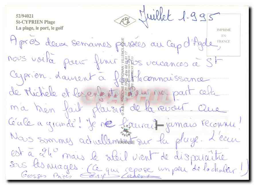 CPM Cyprien Plage La plage le port le golf — Rückseite