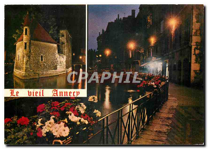 CPM La nuit est tombee sur le Vieil Annecy et le Palais de l'Isle