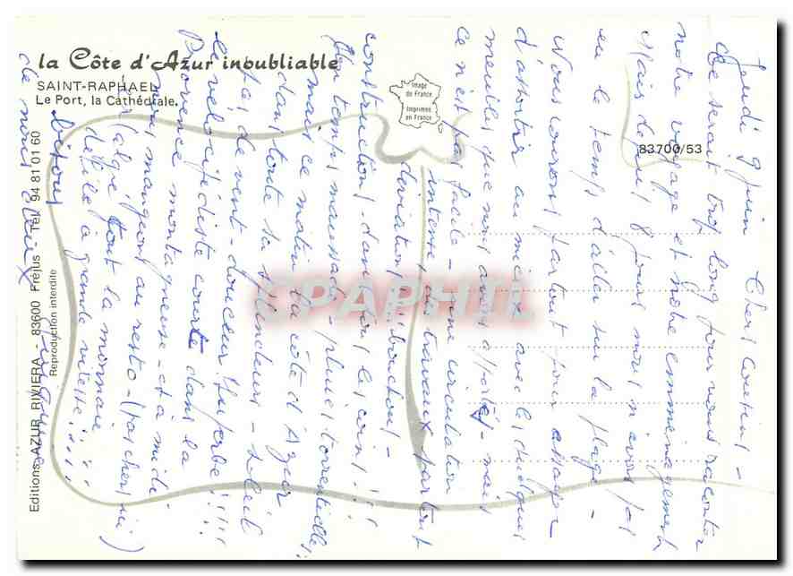CPM  La Cote d'Azur inoubliable Saint Raphael Le Port la cathedrale — Verso