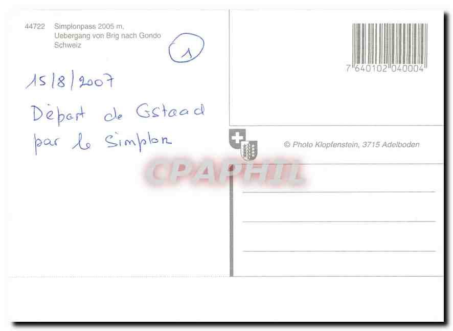 CPM Simplonpass 2005 m Ueberbang von Brig nach Gondo — Verso