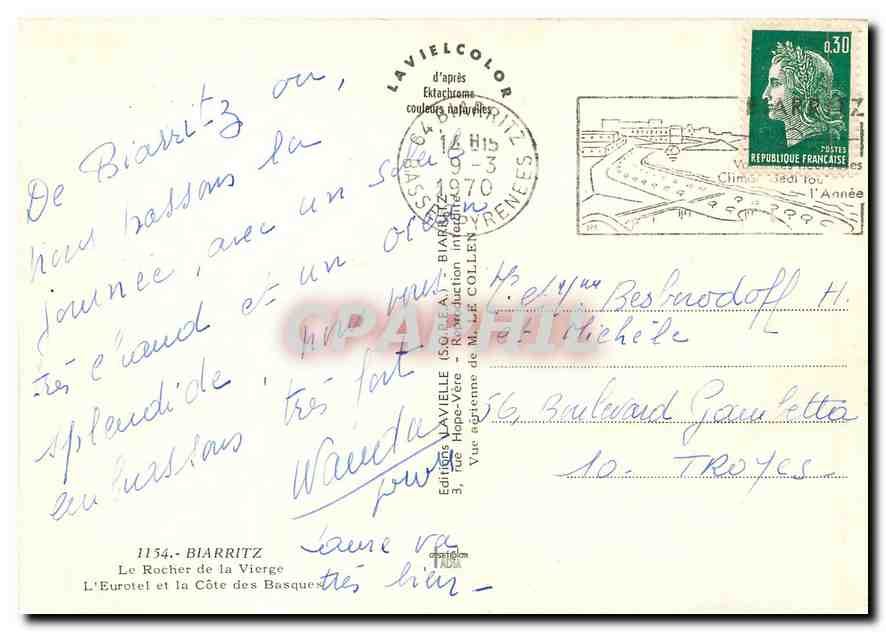 Biarritz — Le Rocher de la Vierge et la Côte des Basques — Lavielle — Rückseite