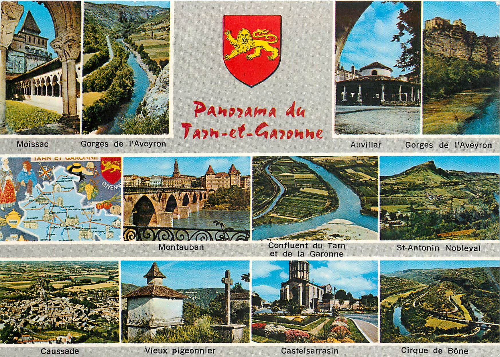 CPM Panorama du Tarn et Garonne Moissac Gorges de l'Aveyron Auvillar St Antonin Nobelval