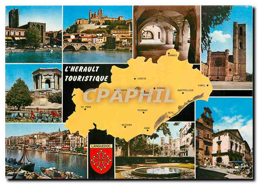 CPM L'Herault Touristique Agde Beziers Lunel Loduve Montpellier Sete Ganges Pezenas