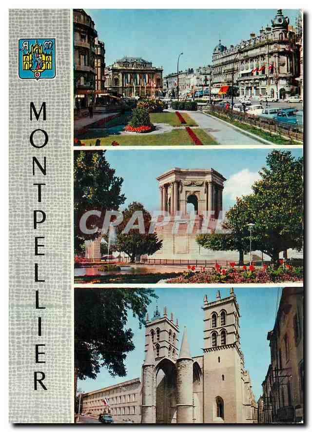 CPM Montpellier (Herault) Place de la Comedie les Trois Graces et le Theatre Jardin du Peyrou le Cha
