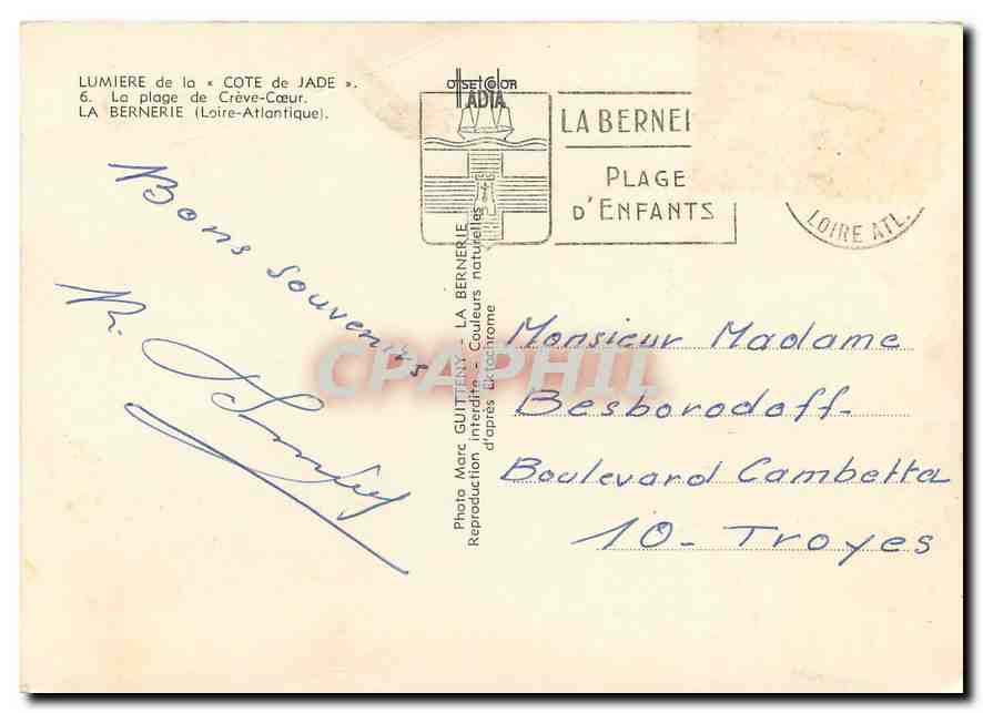 CPM Lumiere de la Cote Jade La Plage de Creve Coeur La Bernerie (Loire Atlantique) — Rückseite