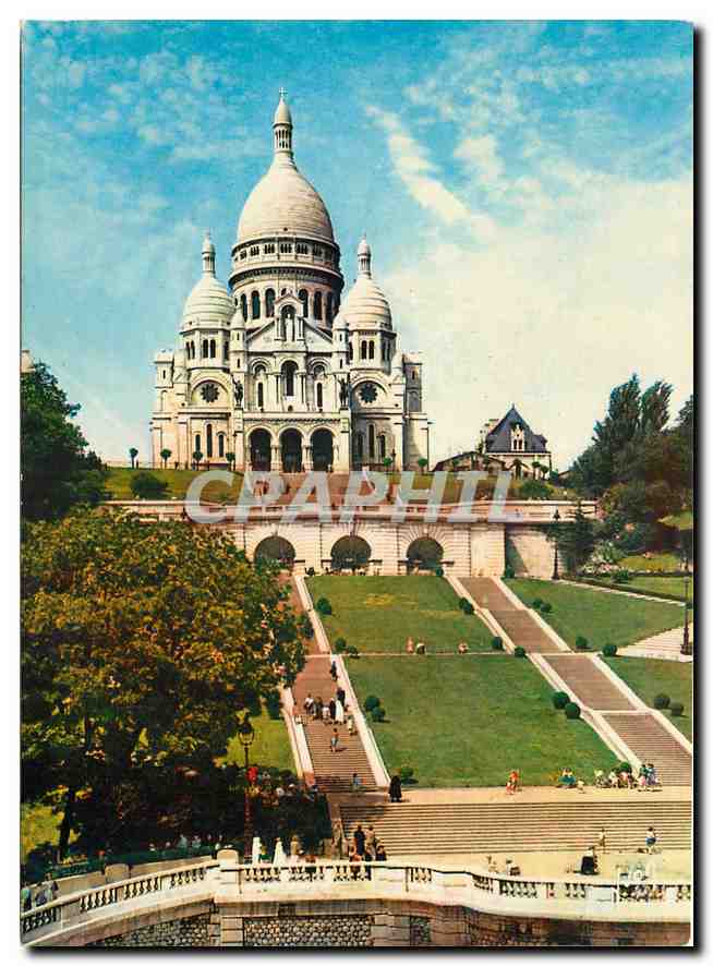 CPM Couleurs et Lumiere de France Paris Basilique du Sacre Couer de Montmartre L'Escalier monumental
