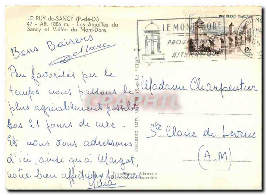 Le Puy-de-Sancy (P.-de-D.) — Les Aiguilles du Sancy et Vallée du Mont-Doré — Photographie imp. CIM — Reverso