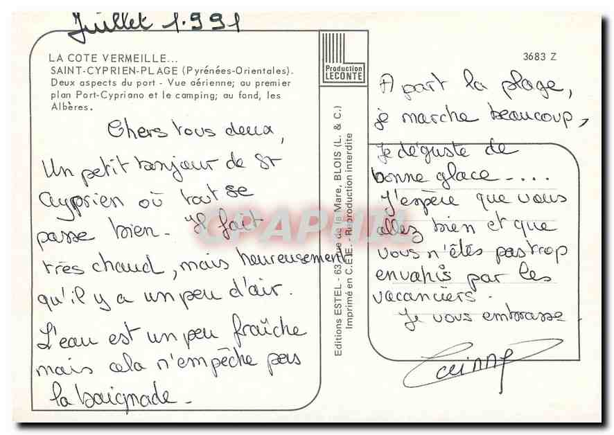 CPM La Cote Vermeille Saint Cyprien Plage (Pyrenees Orientales) Deux aspects du port et le camping a — Rückseite