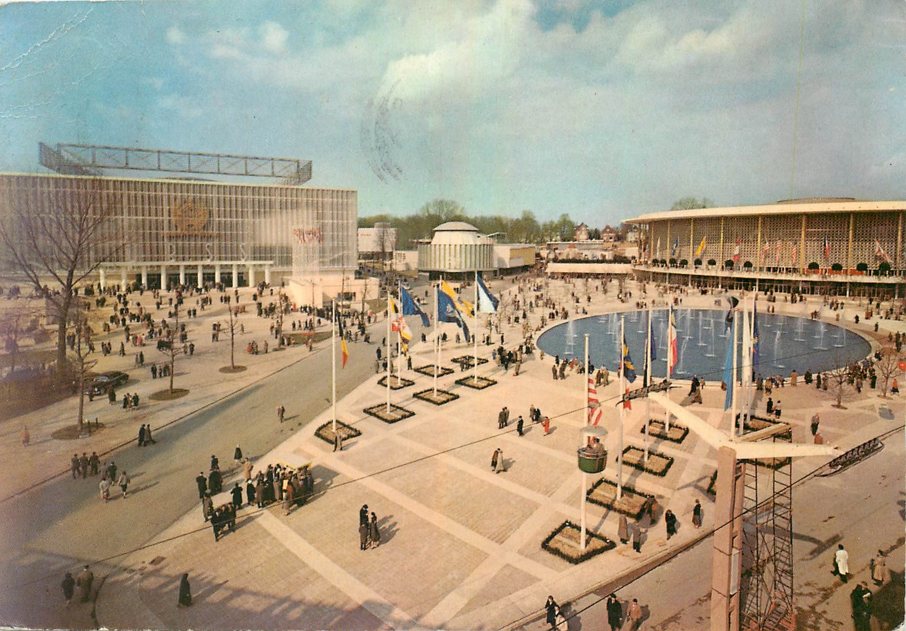 Exposition Universelle de Bruxelles 1958 — Vue des pavillons de l'U.R.S.S., des pays arabes et des États-Unis — Éditeur Epicarte, n° 1306