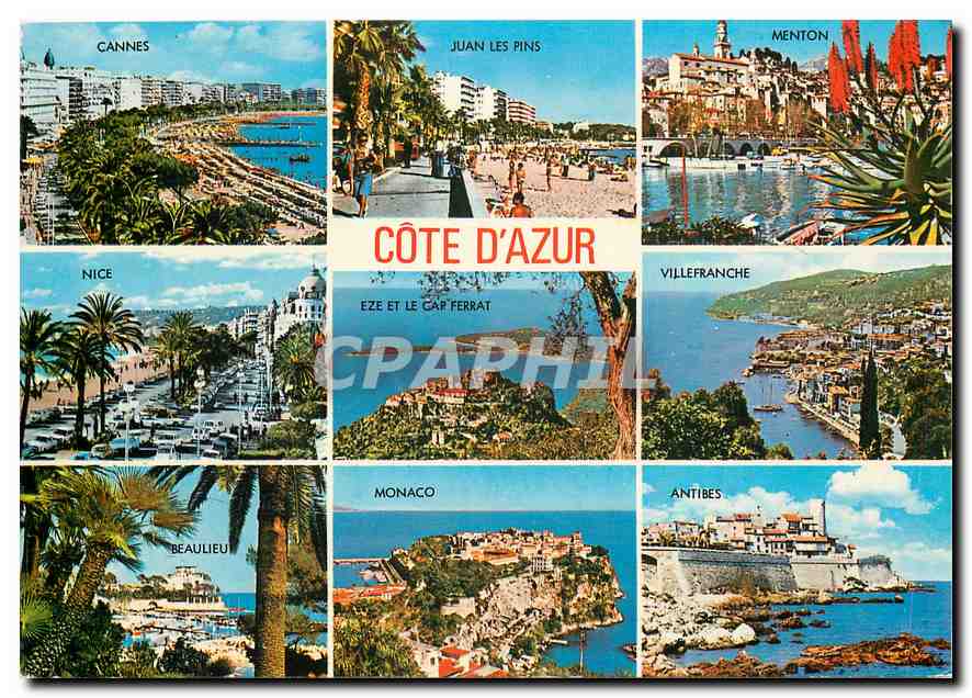 CPM Cote d'Azur Cannes Juan les pins Menton Nice Eze Villefranche Beaulieu Monaco Antibes