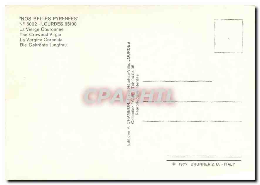 CPM Nos Belles Pyrenees Lourdes La vierge Couronnee — Verso