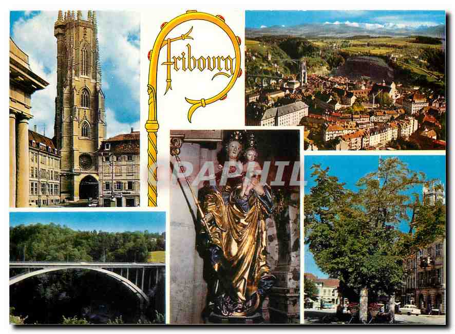 CPM Fribourg Cathedrale La Ville et les Alpes Notre Dame de Divine Protection (Cathedrale) Pont du G