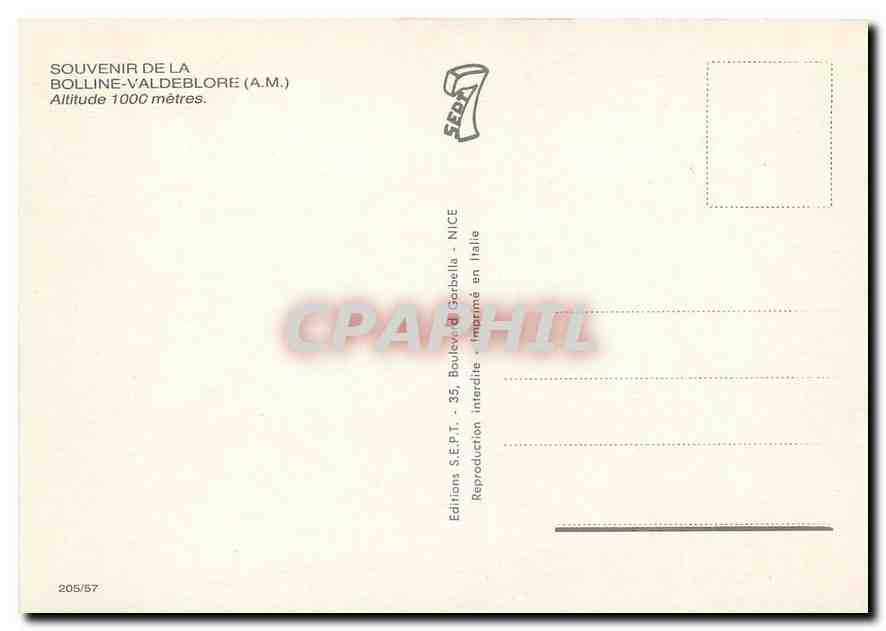 CPM Souvenir de la Bollline Valdeblore (AM) Al 1000 m — Rückseite