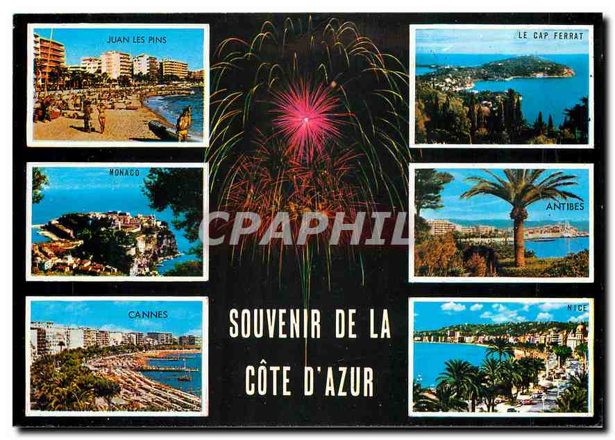 CPM cote d'Azur (Cannes Juan les Pins Antibes Nice Cap Ferrat Monaco)