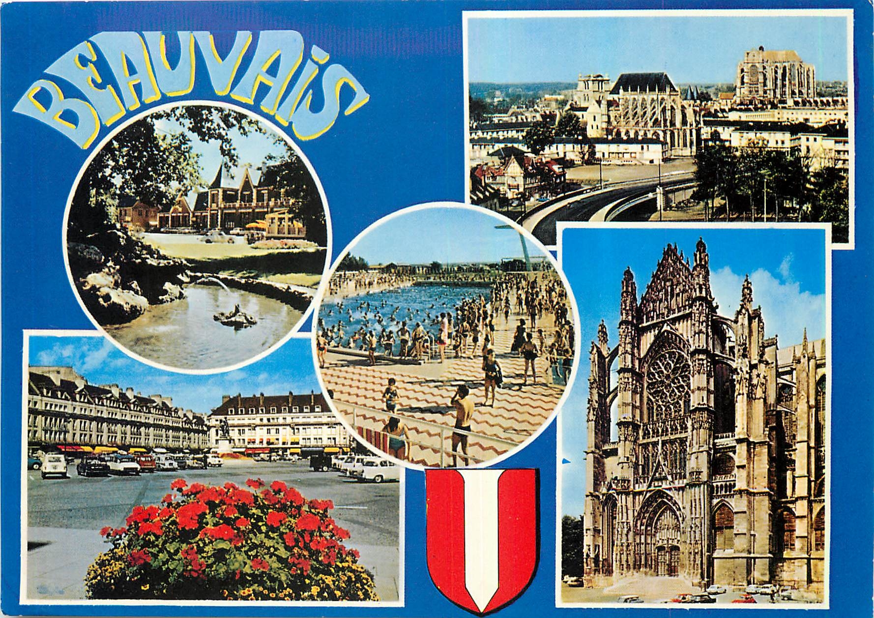 CPM Beauvais (Oise) Ville d'Art Leanne Hachette l'Hotel de Ville Palais de justice l'eglise St etien