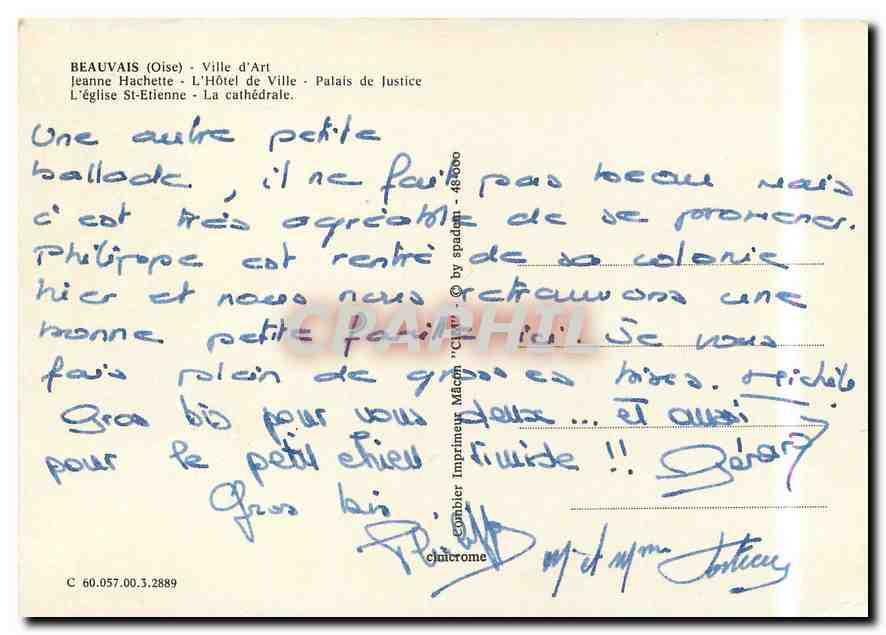 CPM Beauvais (Oise) Ville d'Art Leanne Hachette l'Hotel de Ville Palais de justice l'eglise St etien — Rückseite