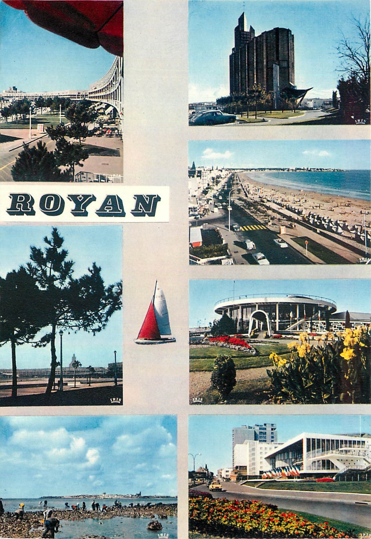 CPM Royan Cote de Beaute Le Front de Mer L'eglise Notre Dame la plage le casino le Palais des Congre