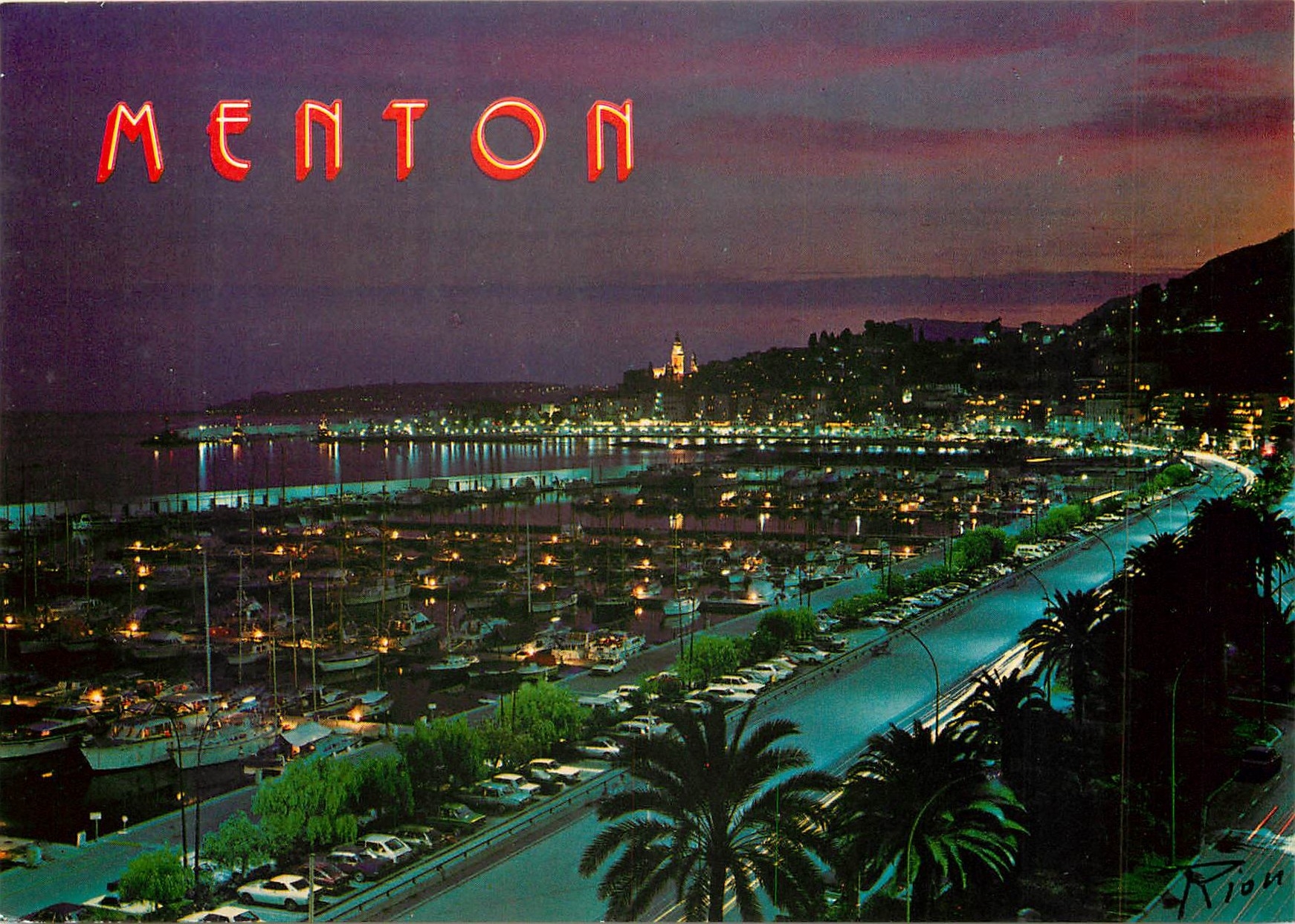 CPM La cote d'Azur inoubliable Menton Vue generale la nuit