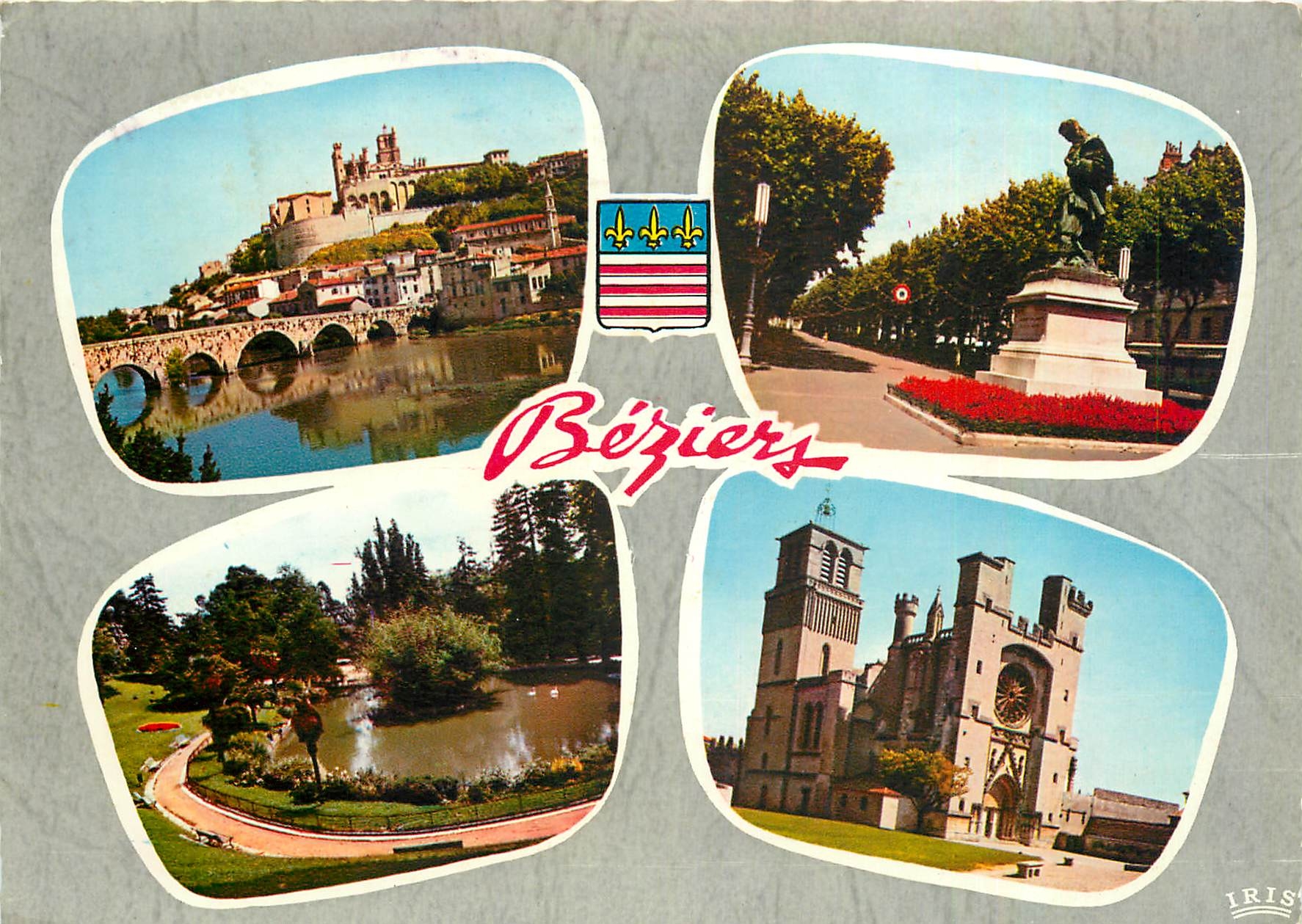 CPM Beziers (Herault) Le Pont vieux allees Paul Riquet Le Plateau des Poetes La Cathedrale St Nazair