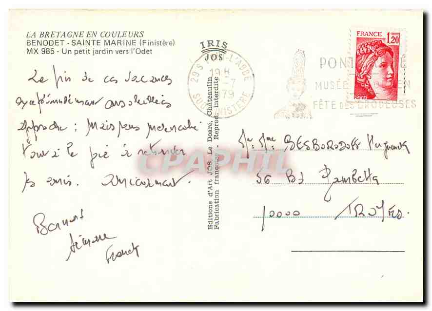 CPM La Bretagne en Couleurs Benodet Sainte Marine (Finistere) MX un petit jardin vers l'Odet — Back