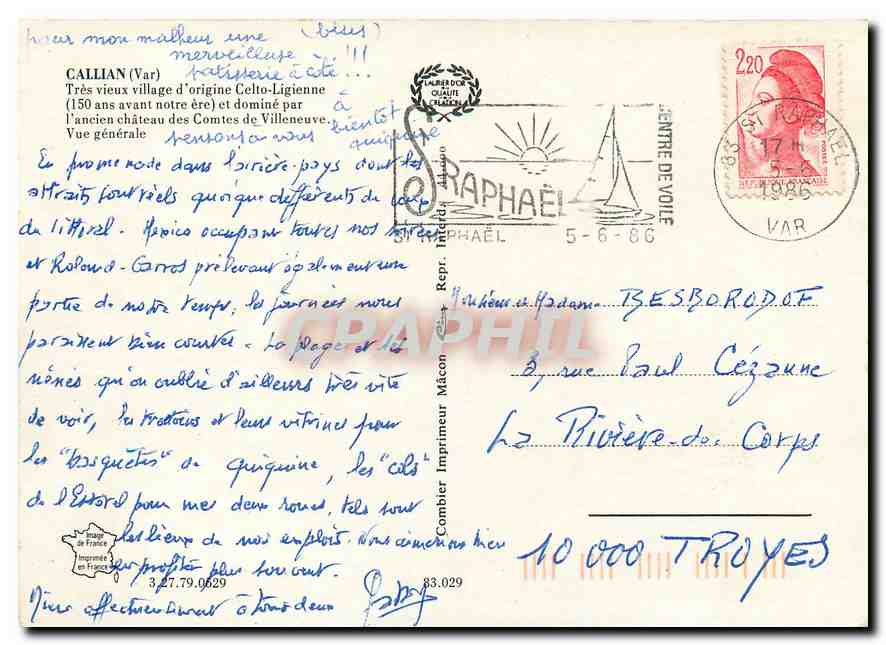 CPM Callian (Var) Tres vieux village d'origine Celto ligienne — Rückseite