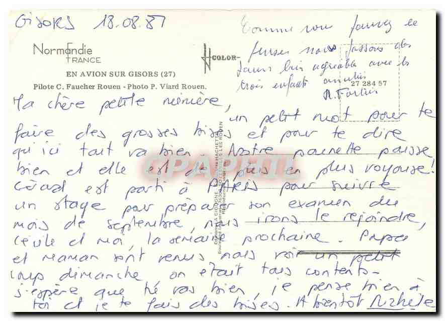 CPM Normandie France En avion sur Gisors — Rückseite