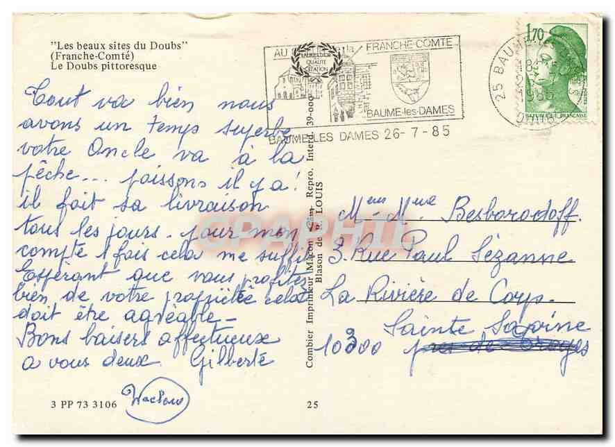 CPM Les Beaux Sites du Doubs (Franche Comte) Le Doubs pittoresque   — Rückseite