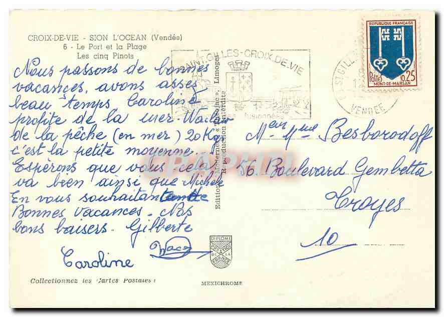 Croix-de-Vie - Sion-l'Océan — vue du port, des rochers, de la plage et du quai — Editions Mexichrome — Reverso