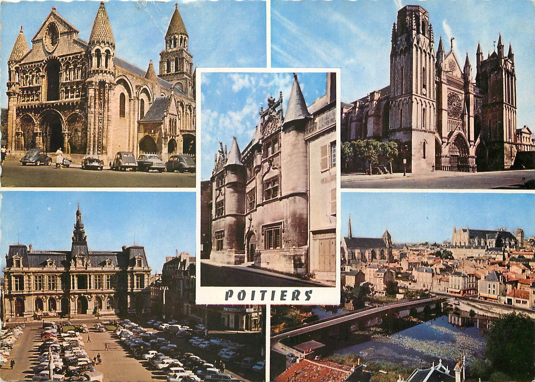CPM Poitiers (Vienne) La Cathedrale Saint Pierre Hotel Fumee Notre Dame la Grande L'Hotel de Ville v