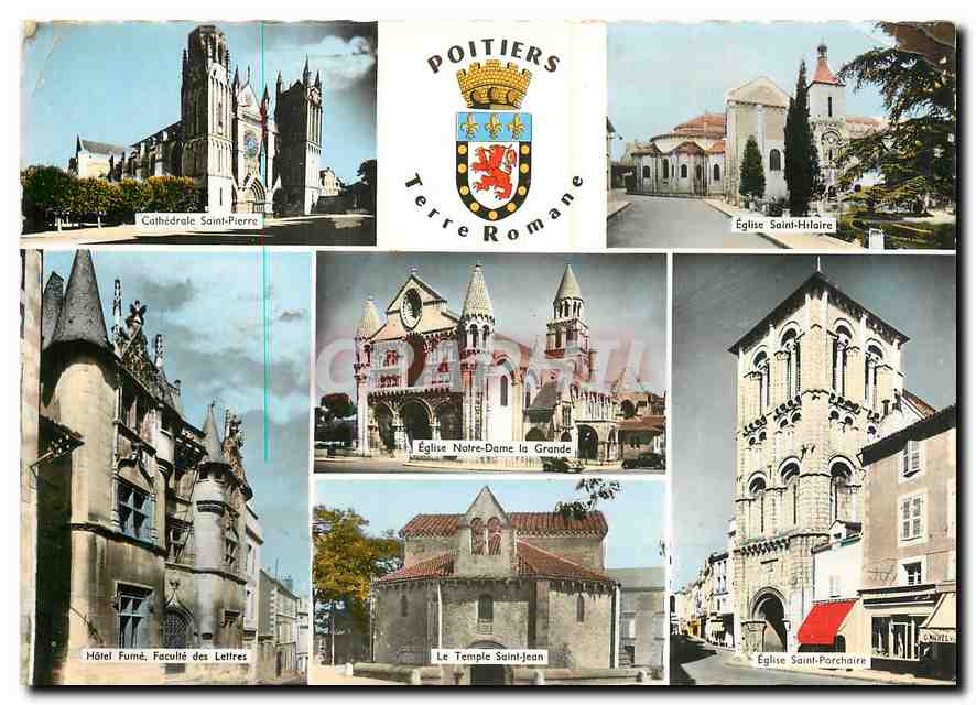 CPM Poitiers Terre Romane Cathedrale Saint Pierre Eglise Saint Hilaire Hotel Fume Faculte des lettre