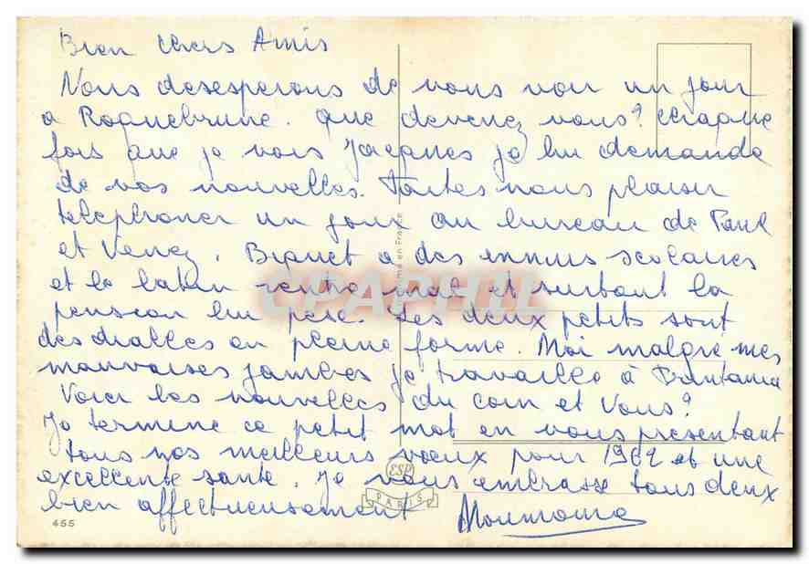 CPM Bonne Annee — Rückseite