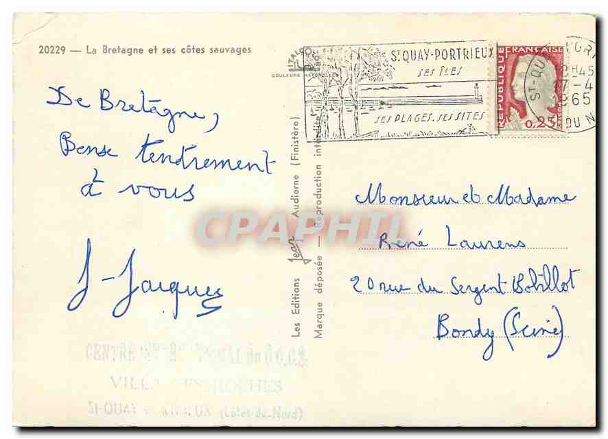 CPM La Bretagne et ses cotes sauvages — Rückseite