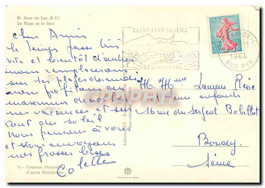 CPM St Jean de Luz (B P) La plage et le port — Verso