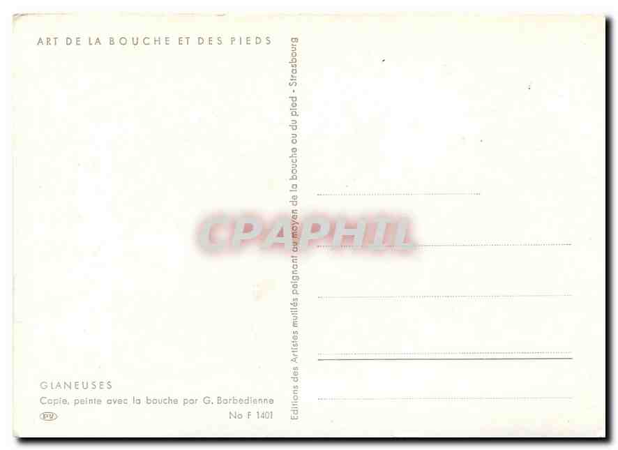 CPM Art de la Bouche de des Pieds Glaneuses — Verso
