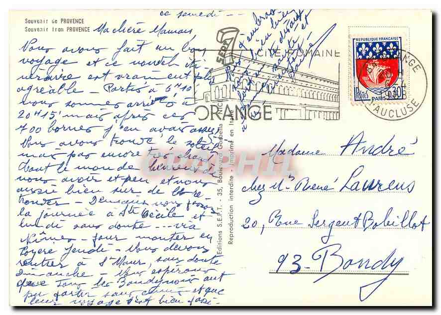 CPM Souvenir de Provence Moulin Daudet — Verso