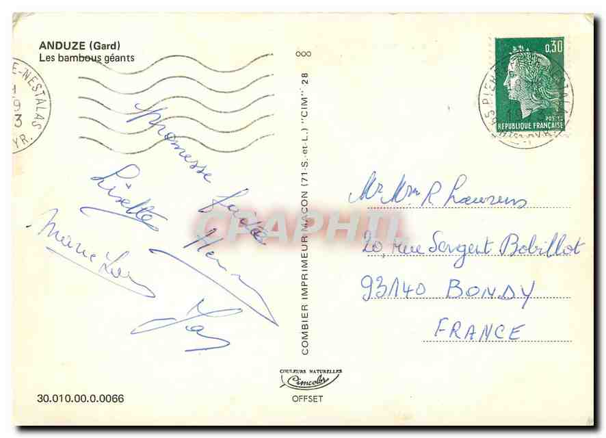 CPM Anduze (Gard) Les Bambous geants — Rückseite