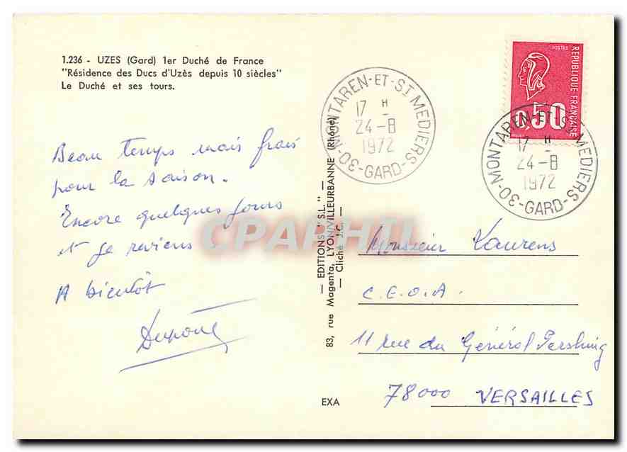 CPM Uzes (Gard) 1ER de duche de France — Rückseite