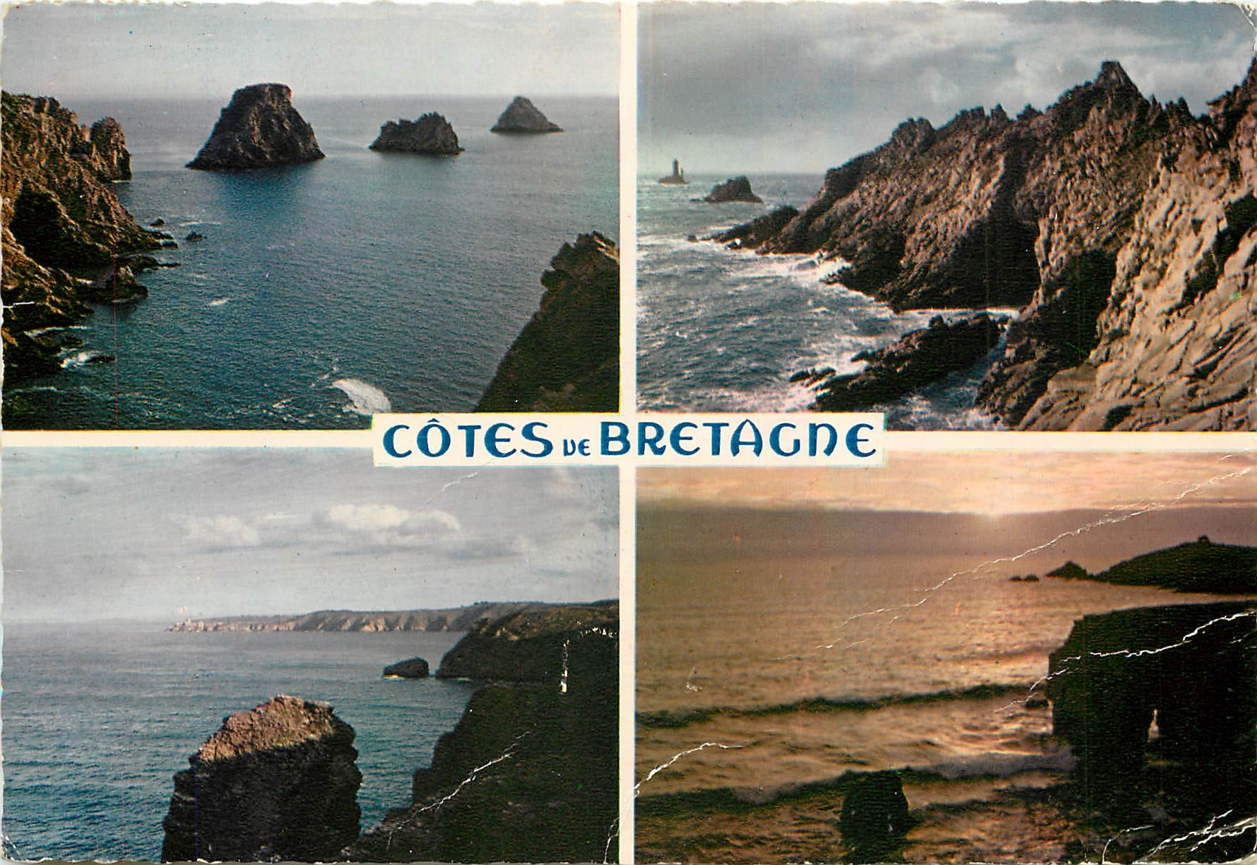 CPM Bretagne en couleurs cotes de Bretagne La pointe du Raz les tas de pois le cap Frehel et la cote