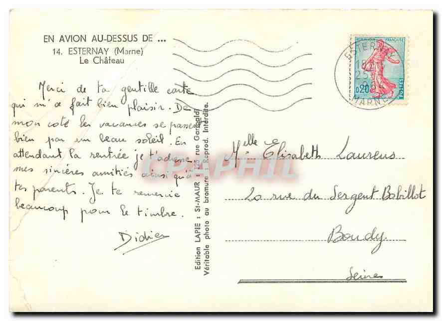 CPM En avion au dessus Esternay (Marne) le chateau — Back