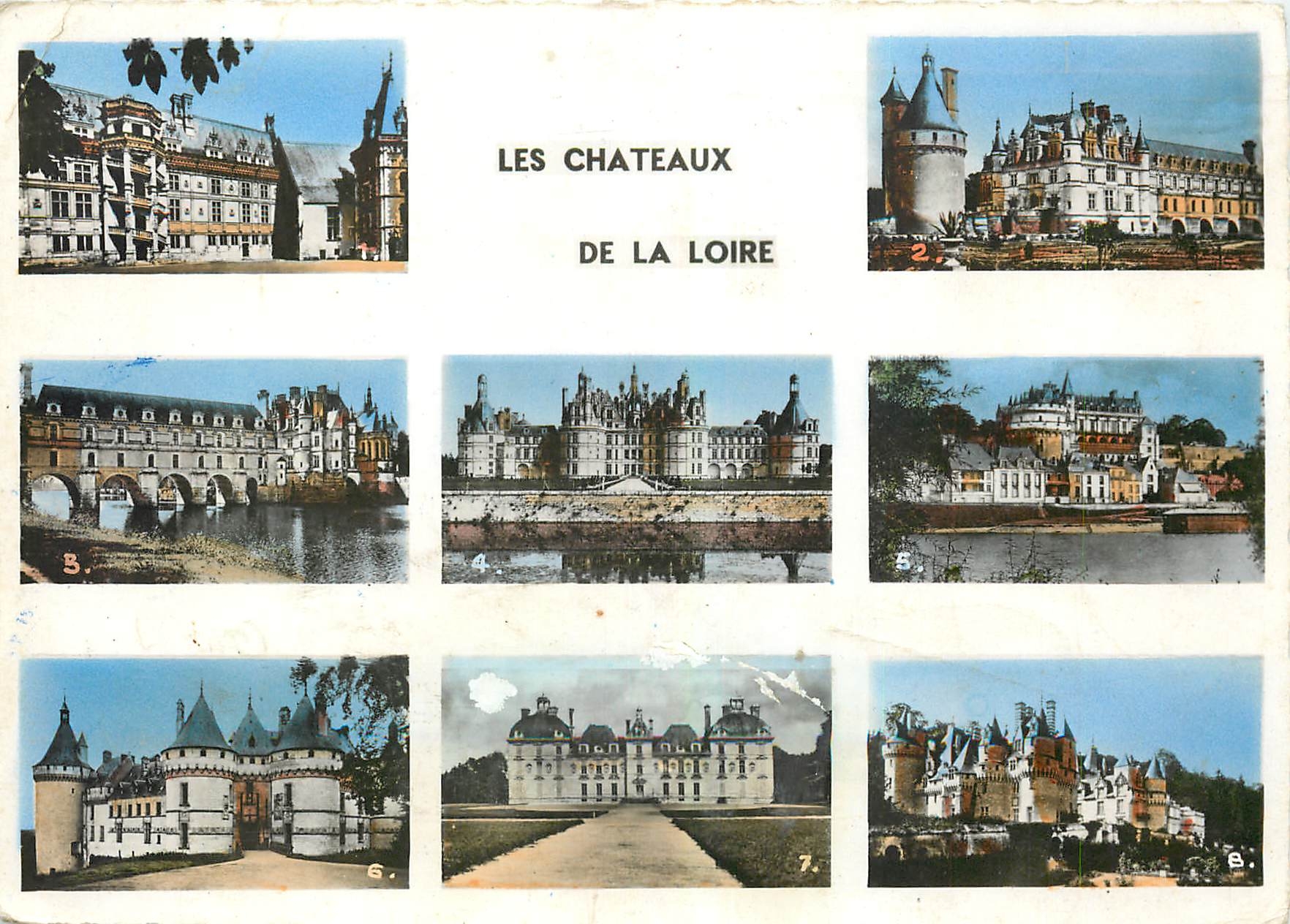 CPM Les Chateaux de la Loire Blois Chenonceaux Chambord Amboise Chaumont sur Loire Cheverny