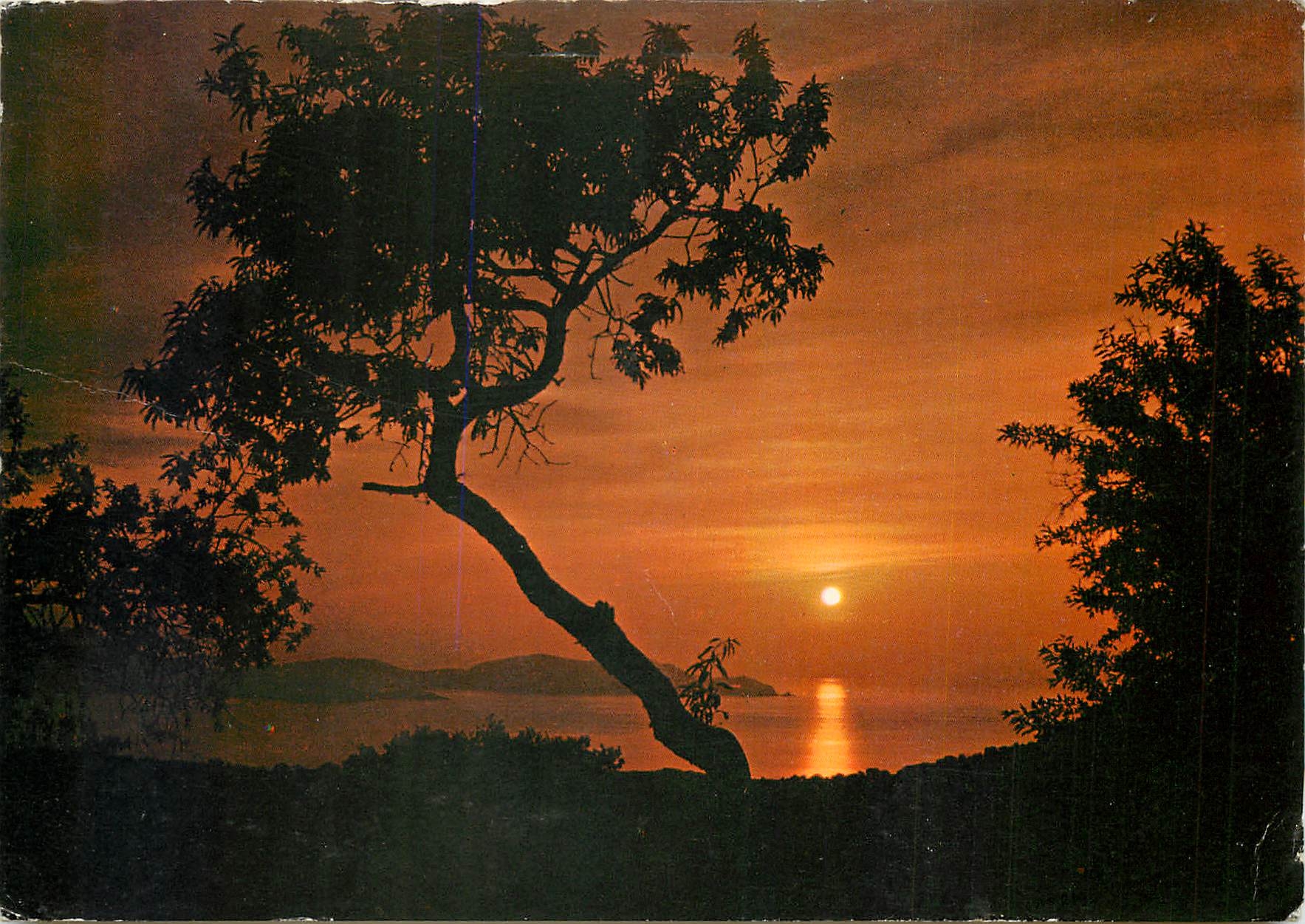 CPM Cote d'Azur France coucher de soleil en Mediterranee