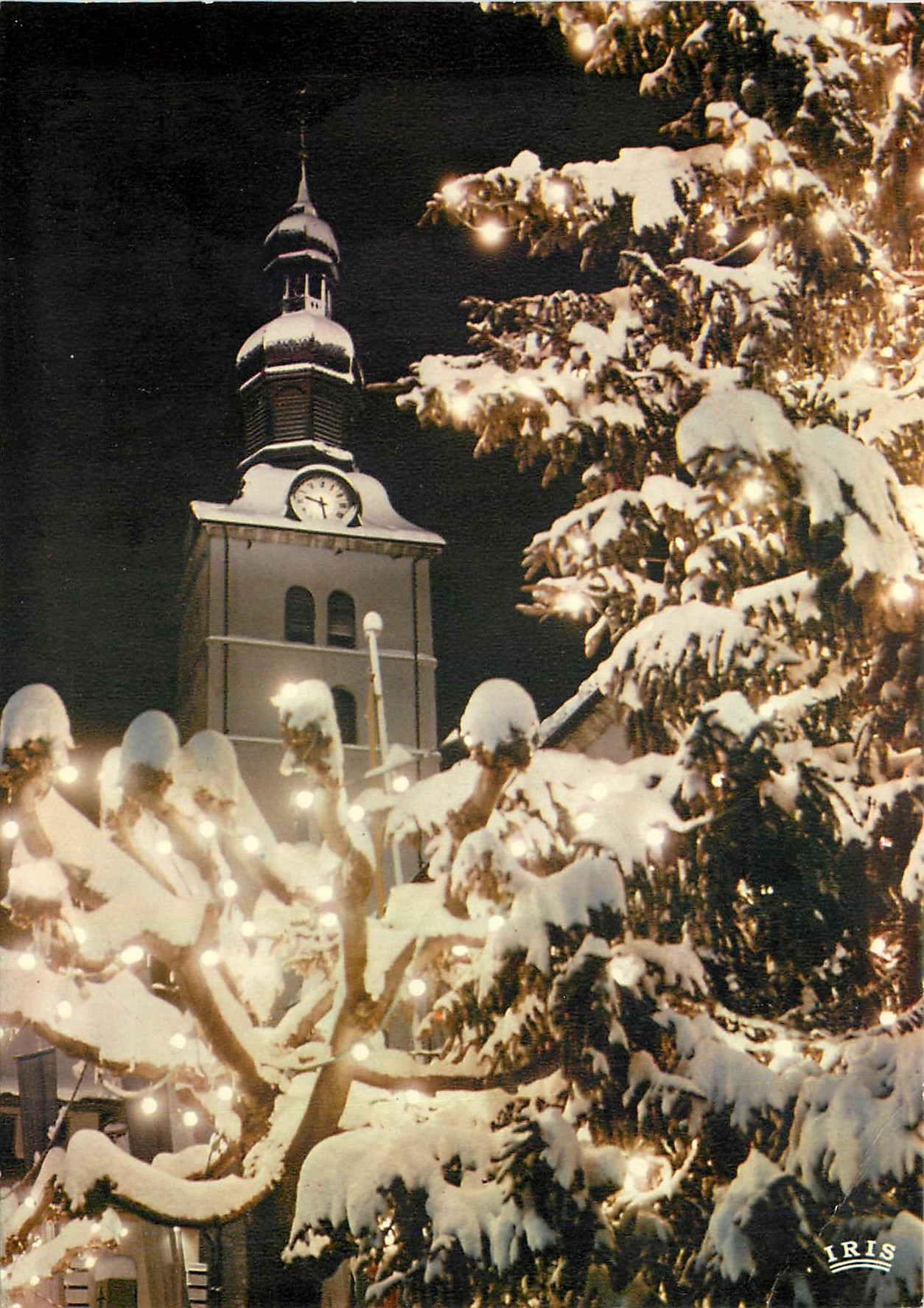 Mégeve - Haute-Savoie - Vue nocturne de l'église sous la neige — éditeur IRIS, n° 67