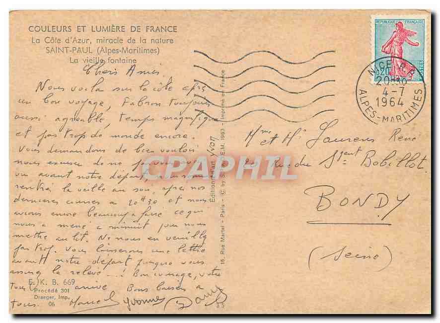 CPM Couleurs et Lumiere de France La Cote d'Azur miracle de la nature Saint Paul (A Mme) la vieille  — Rückseite