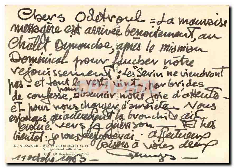 CPM Vlaminck Rue de village sous la neige — Rückseite